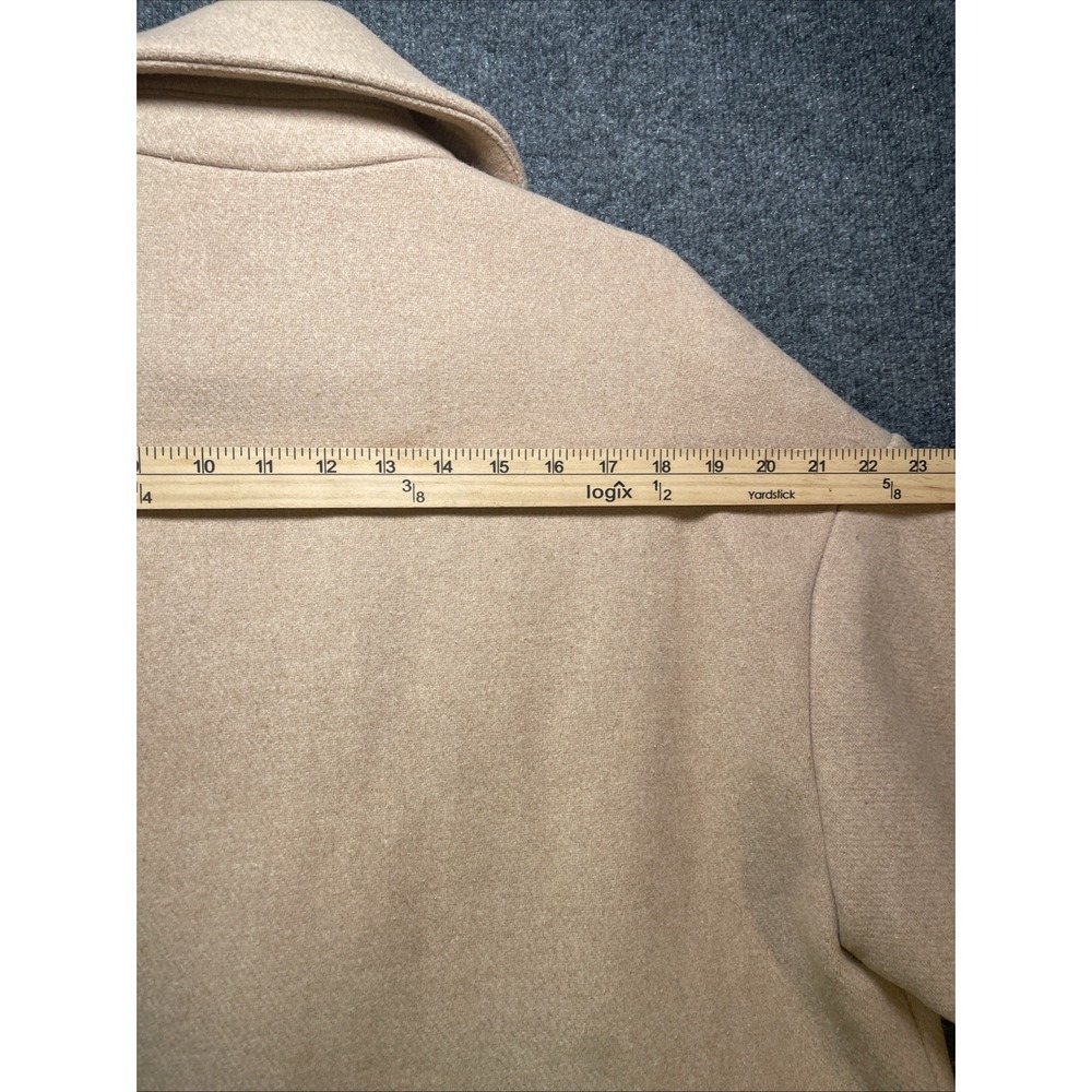 ABERCROMBIE and FITCH Coat Womens Medium Petite Lined Tan Button Mid-Length - Picture 12 of 13